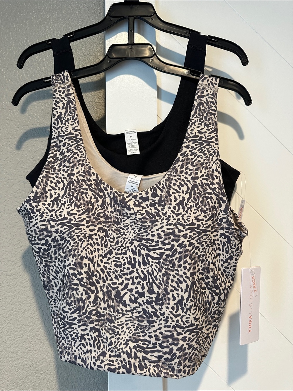 Yogalicious 2PK Leopard Print & Black Crop Tank/Bra